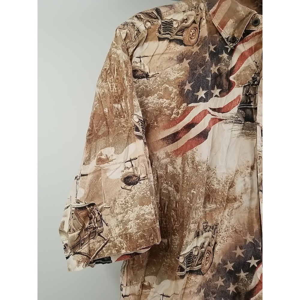 North River Mens Short Sleeve U.S. Military Print Button Up Shirt Large - Picture 2 of 5